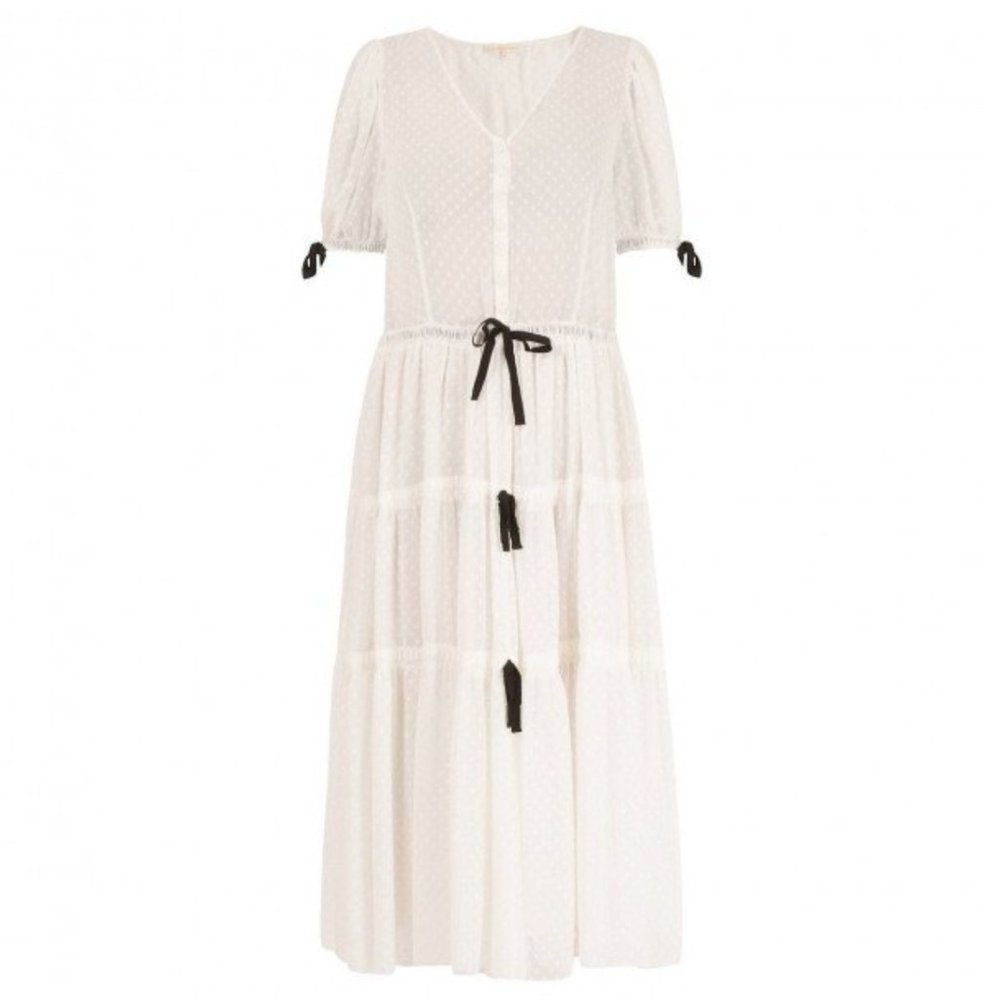 LoveShackFancy Sheer Tiered Dotted Dress